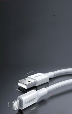Кабель USB 2.0 - Lightning(m) 8-pin, 1.5m, WHITE, US155 (80315) UGREEN