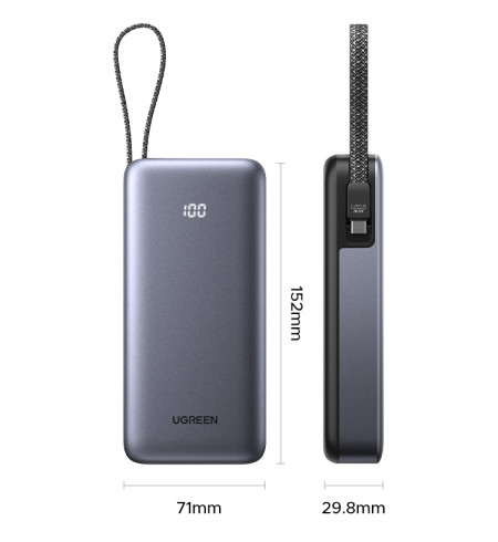 Мобильный аккумулятор Power Bank, 20000mAh, 45W, 2C1A, PB536 (55988B) UGREEN