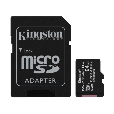 Карта памяти microSD с адаптером Kingston, SDCS2/64GB, MicroSDXC 64GB, Canvas Select Plus, Class 10