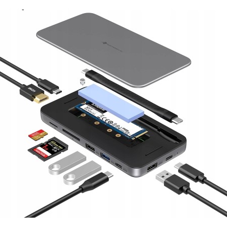 Док-станция USB-С на SDD m.2 SATA/NVMe, HDMI, USB-C, USB 3.1, 2xUSB 2.0 (MC15) Electronica 4U
