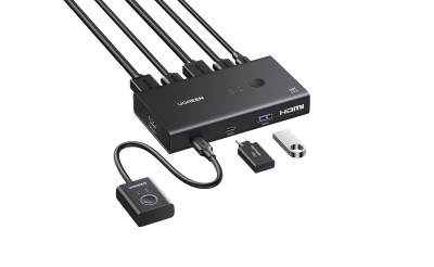 KVM Switch HDMI+USB 3.0, 2 входа, 1 выход, 4K@60Hz AK502 (75246) UGREEN