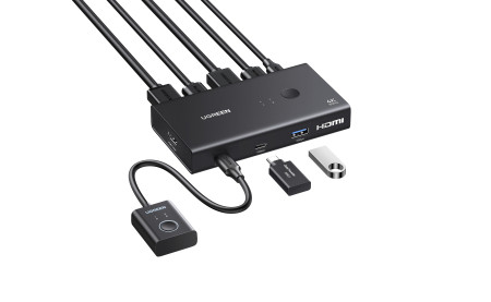 KVM Switch HDMI+USB 3.0, 2 входа, 1 выход, 4K@60Hz AK502 (75246) UGREEN