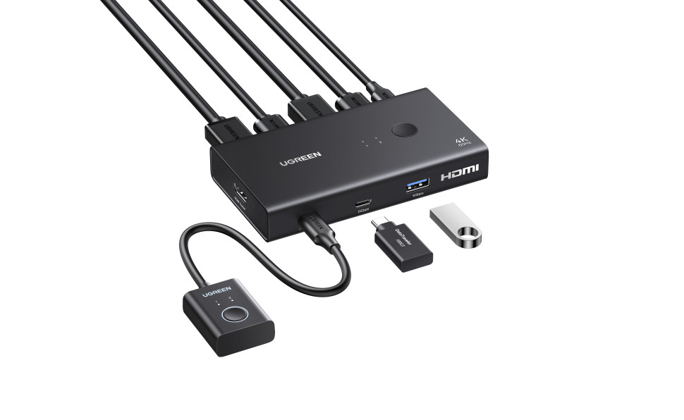KVM Switch HDMI+USB 3.0, 2 входа, 1 выход, 4K@60Hz AK502 (75246) UGREEN