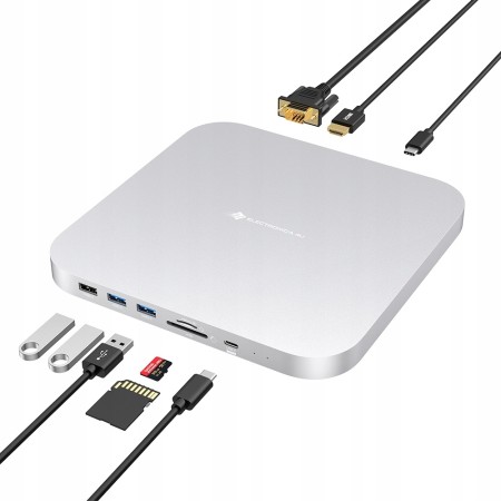 Док-станция USB-С на SDD 2.5'', HDMI, VGA, USB-C,2xUSB 3.0, USB 2.0 (MC25H) Electronica 4U