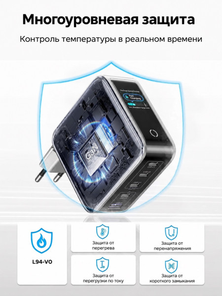 Зарядное устройство на 4C1A, 100W, QC4.0+/PD3.0, Nexode Pro, Smart Display, X773 (65620B) UGREEN