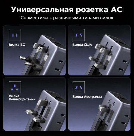 Зарядное устройство на 2C2A, 45W, QC4.0+/PD3.0, Universal Travel, S773 (85779) UGREEN