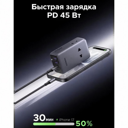 Зарядное устройство на 2C2A, 45W, QC4.0+/PD3.0, Universal Travel, S773 (85779) UGREEN