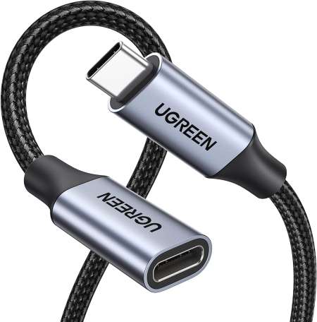 Кабель USB(m) C 3.1 Gen2- USB(f) C, 10Gbps, 5A, 100W, 0.5m. удлинитель US372 (80810) UGREEN