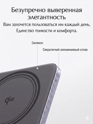 Мобильный аккумулятор Power Bank Mag-Safe, 5000mAh, MagFlow Air Qi2, 20W, PB580 UGREEN