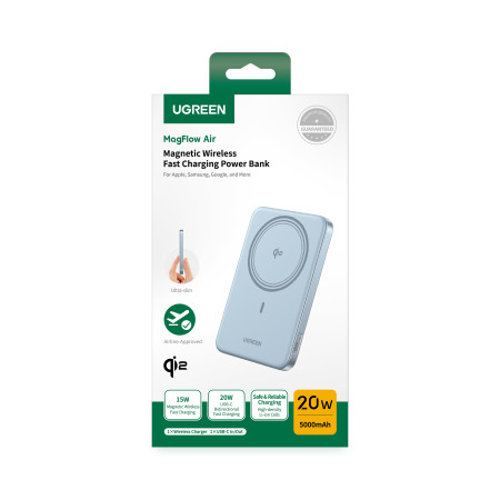 Мобильный аккумулятор Power Bank Mag-Safe, 5000mAh, MagFlow Air Qi2, 20W, PB580 UGREEN