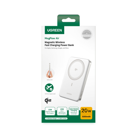 Мобильный аккумулятор Power Bank Mag-Safe, 5000mAh, MagFlow Air Qi2, 20W, PB580 UGREEN