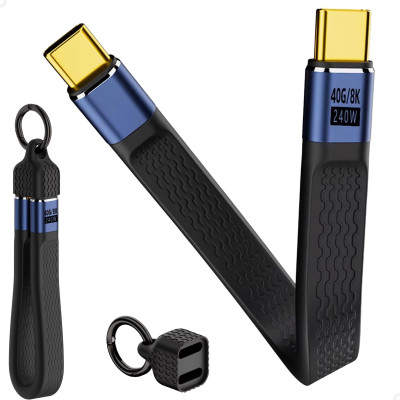 Кабель USB C - USB C, 4.0 Gen3, 40Gbps, 8K@60Hz, 5A, 240W, 0.13m, черный YUPTECH