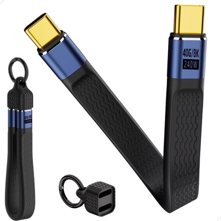 Кабель USB C - USB C, 4.0 Gen3, 40Gbps, 8K@60Hz, 5A, 240W, 0.13m, черный YUPTECH