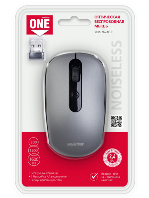 Мышь оптическая беспроводная Smartbuy ONE 262, USB (беззвучная)