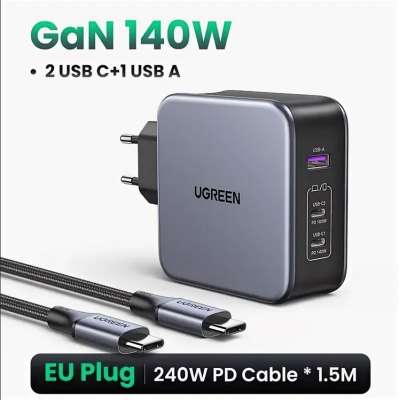 Зарядное устройство на 2xUSB-C+1 USB, 140W, QC4.0/PD3.1, Gan X CD289 (90549) UGREEN