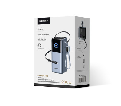 Мобильный аккумулятор Power Bank, 25000mAh, DigitalDisplay, 200W, PB728 (75702B) UGREEN