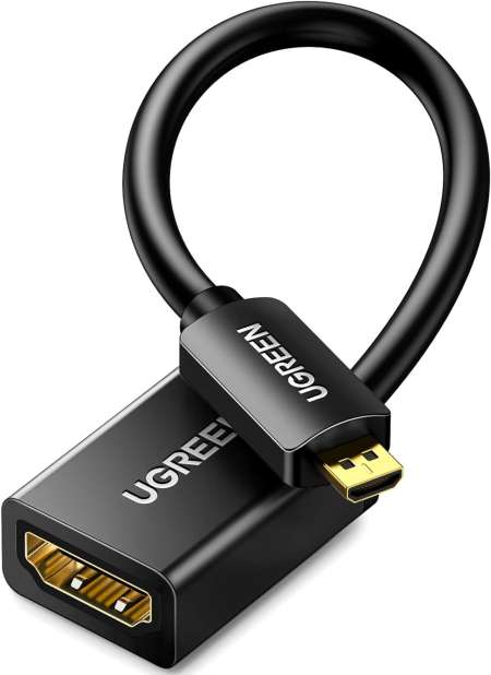 Кабель-переходник HDMI(f) - micro HDMI(m), V2.0, 4K@60Hz, 22см, (20134) UGREEN