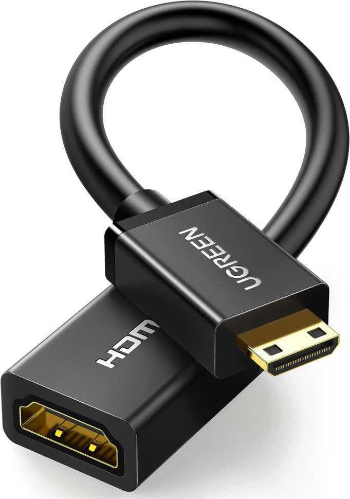 Кабель-переходник HDMI(f) - mini HDMI(m), V2.0, 4K@60Hz, 22см, (20137) UGREEN