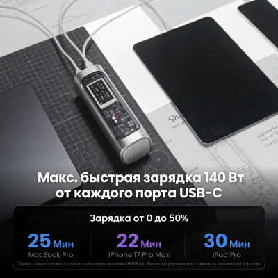 Мобильный аккумулятор 24000mAh, 300W, CCC, серый, Shargeek 300 (X3) SHARGE
