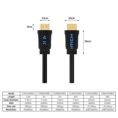 Кабель HDMI 10m, V1.4, 4K@30Hz TeslaSmart