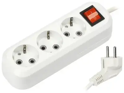 Удлинитель SmartBuy 3 розетки, 1.5м, 16А, ПВС 3х1,0, с вкл., с заземлением (SBE-16-3-1,5-ZS)