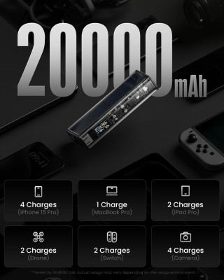 Мобильный аккумулятор 20000mAh, 140W, CCC, черный, Shargeek 140 (XLi) SHARGE