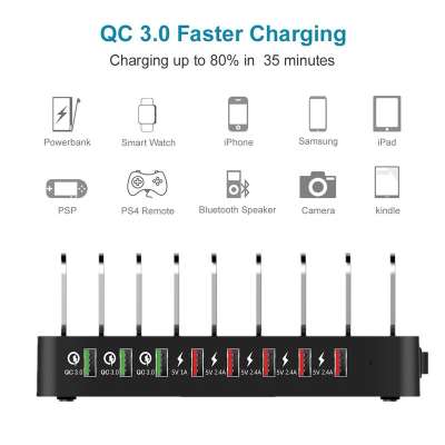 Зарядная станция на 8 портов QC 3.0 5V/22A, 110W