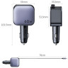 Автомобильное зарядное устройство QC3.0, PD3.0, 60W, 0.75m (2xUSB-C+USB-A) EC602 (55212B) UGREEN