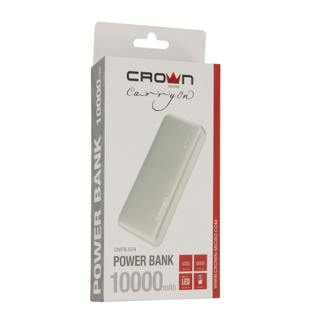 Мобильный аккумулятор Power Bank 10000mAh Crown CMPB-604