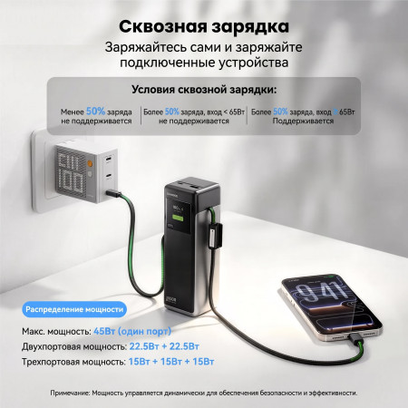 Мобильный аккумулятор 25000mAh, 170W, CCC, HyperTower 170 (X6) SHARGE