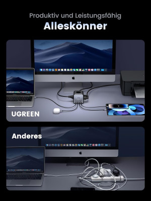 Зарядное устройство на 2C2A+3 розетки, 1.8м, 65W, QC4.0/PD3.0, CD268 (60113) UGREEN