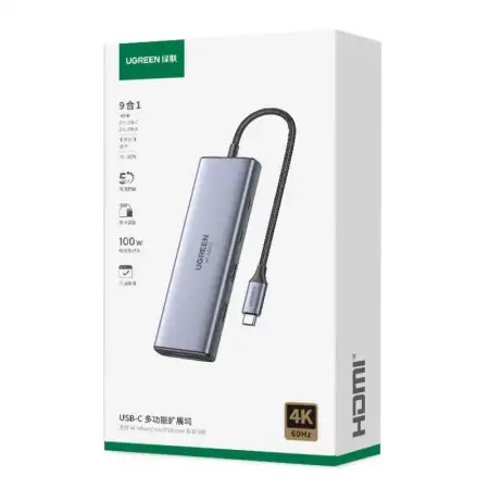 Конвертер USB 3.1(m) Type C на HDMI/LAN/CardReader/Type Cx2/USB 3.0x2/PD 100W CM498 (15375) UGREEN