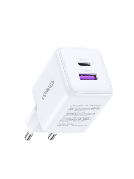 Зарядное устройство на 1xUSB-C+1 USB, 30W, QC3.0, Gan X X516 (55539) UGREEN