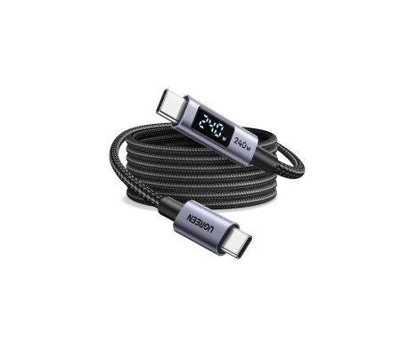 Кабель USB C - USB C, 480Mbps, 5A, QC5.0/PD3.1, 240W, 1m, Smart DigitalDisplay, L530 (65866) UGREEN