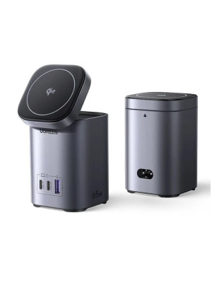 Беспроводное магнитное зарядное устройство 2-in-1, 2xUSB C+1xUSB, 65W, Wireless 15W, X555 (55321) UGREEN