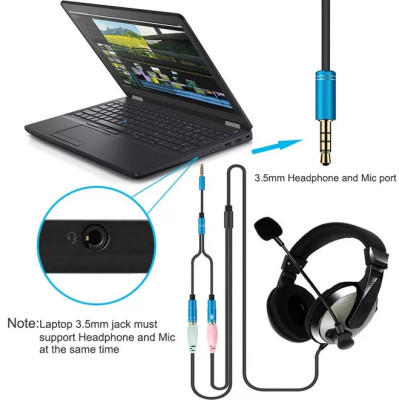 Кабель адаптер 2*Audio(f) 3.5mm - Audio(m) 3.5mm