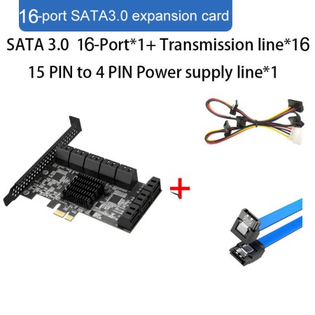 Контроллер PCI-E на 16 SATA III, 6G, Chia майнинг + кабели SATA