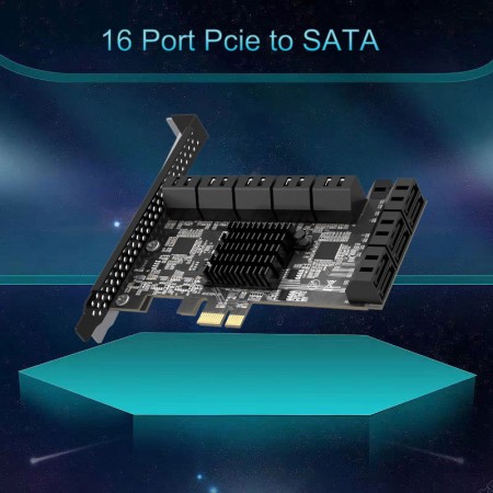 Контроллер PCI-E на 16 SATA III, 6G, Chia майнинг + кабели SATA