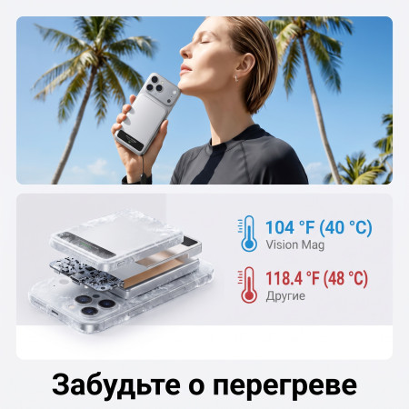 Мобильный аккумулятор Mag-Safe Qi2 15W, 5000mAh, 20W, CCC, серебро, VisionMag (M8) SHARGE