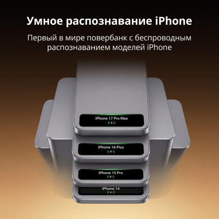 Мобильный аккумулятор Mag-Safe Qi2 15W, 5000mAh, 20W, CCC, серебро, VisionMag (M8) SHARGE