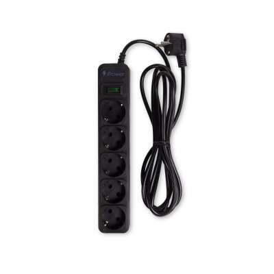 Сетевой фильтр iPower, iPEO5S, 5 розеток, 1.8 м., 220-240V, 10A, Чёрный