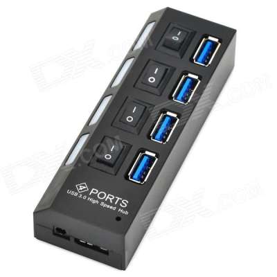 USB 3.0 хаб 4 порта высокоскоростной c переключателем
