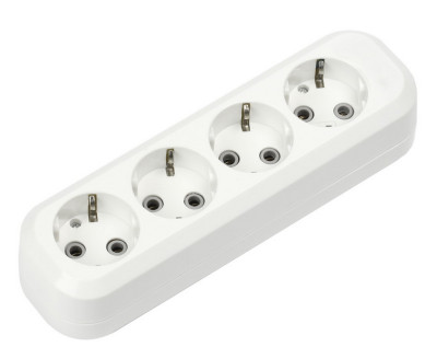 Колодка SmartBuy 4 розетки, 16А, без вкл., с заземлением (SBE-16-4-00-Z)