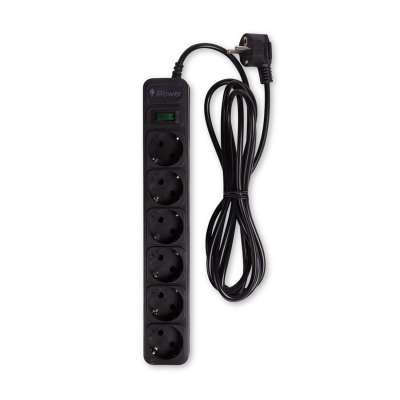Сетевой фильтр iPower, iPEO3m, 6 розеток, 3м., 220-240V, 10A, Чёрный