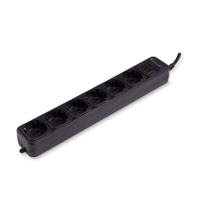 Сетевой фильтр iPower, iPEO5m, 6 розеток, 5м., 220-240V, 10A, Чёрный