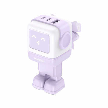 Зарядное устройство на 2xUSB-C+1 USB, 65W, QC4.0+, Nexode Robot GanN, Purple CD361 (35291) UGREEN