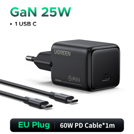 Зарядное устройство на 1C, 25W, QC4.0/PD3.0, Gan N, + кабель 60W, 1m X517 (75103) UGREEN