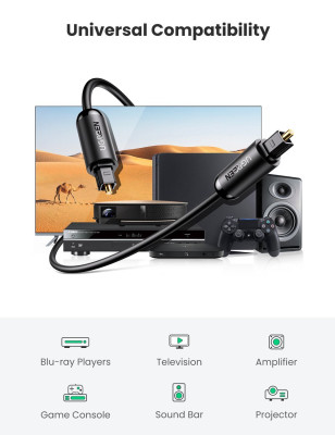 Кабель оптический Audio(m) TOSLINK, 1m AV122 (70890) UGREEN