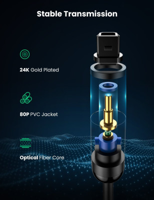 Кабель оптический Audio(m) TOSLINK, 3m AV122 (70893) UGREEN