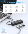 USB 3.0 хаб ORICO 2xUSB-A + USB-C, 0.15m (PWC2U-U3-015-BK-EP)